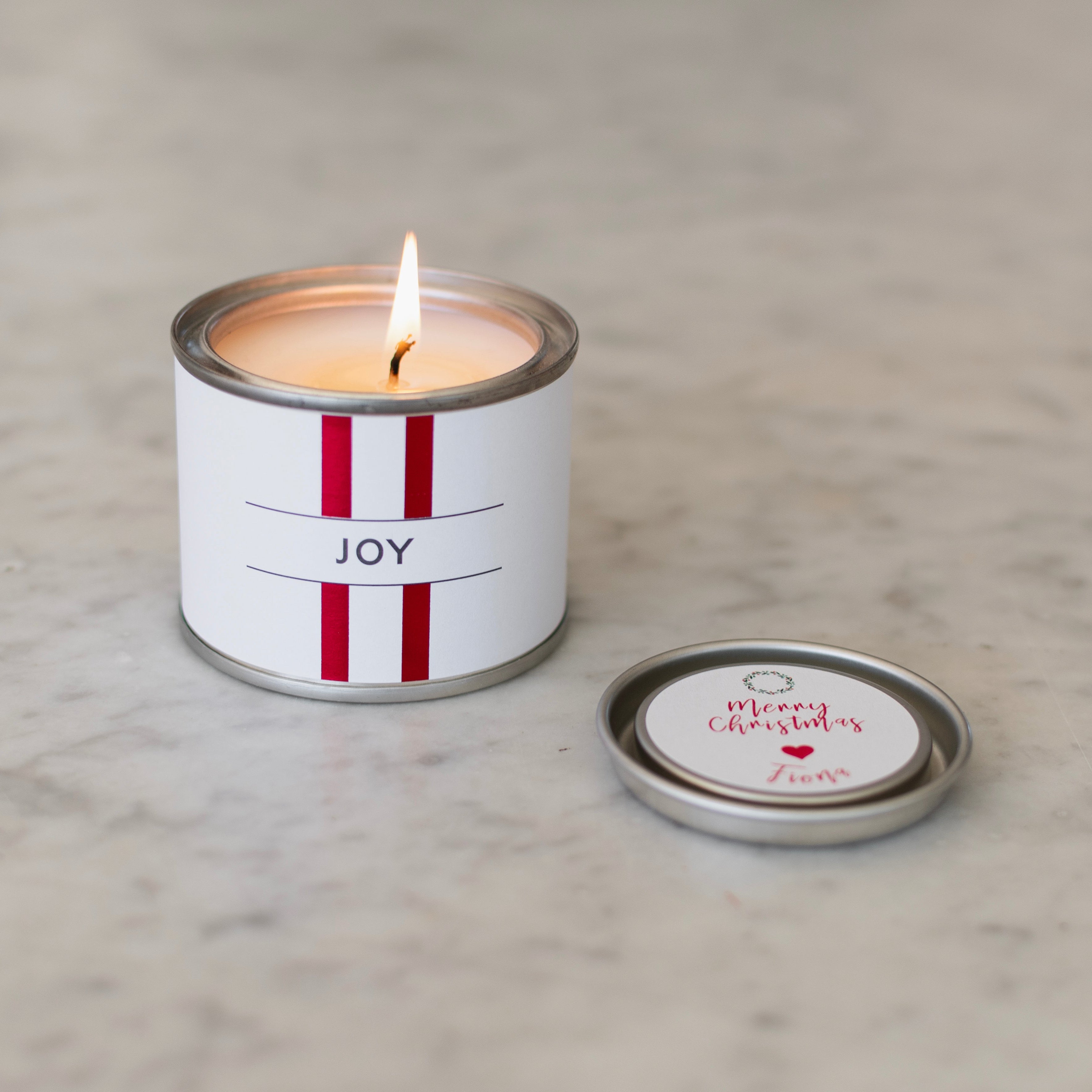 JOY custom holiday mini candle