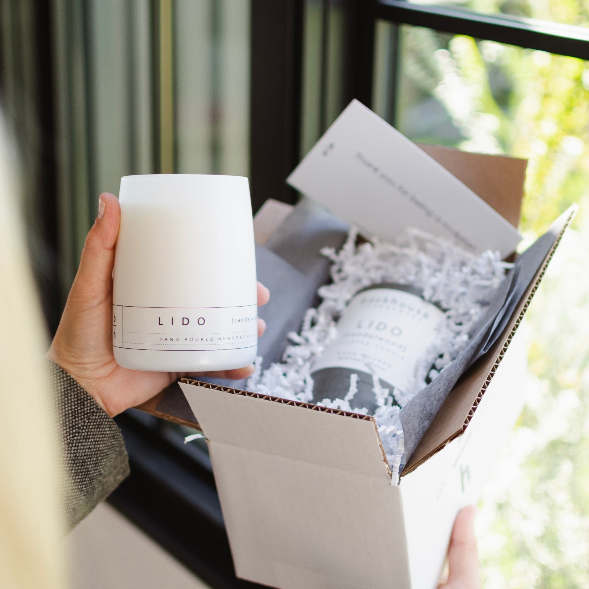 backhouse fragrances newport beach lido sandalwood candle packaged for gifting