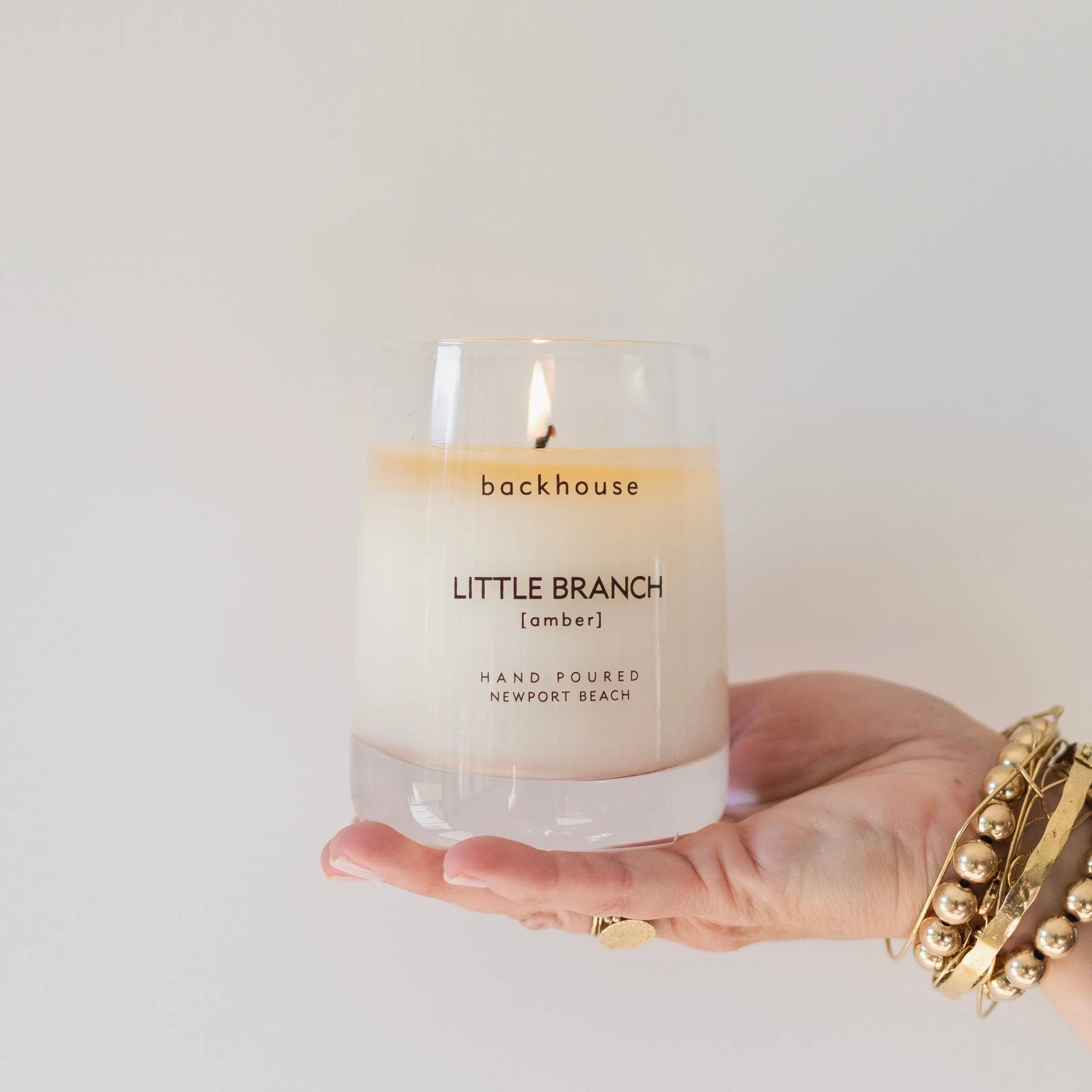 little branch amber tobacco leather luxury scented candle backhouse fragrances Newport Beach