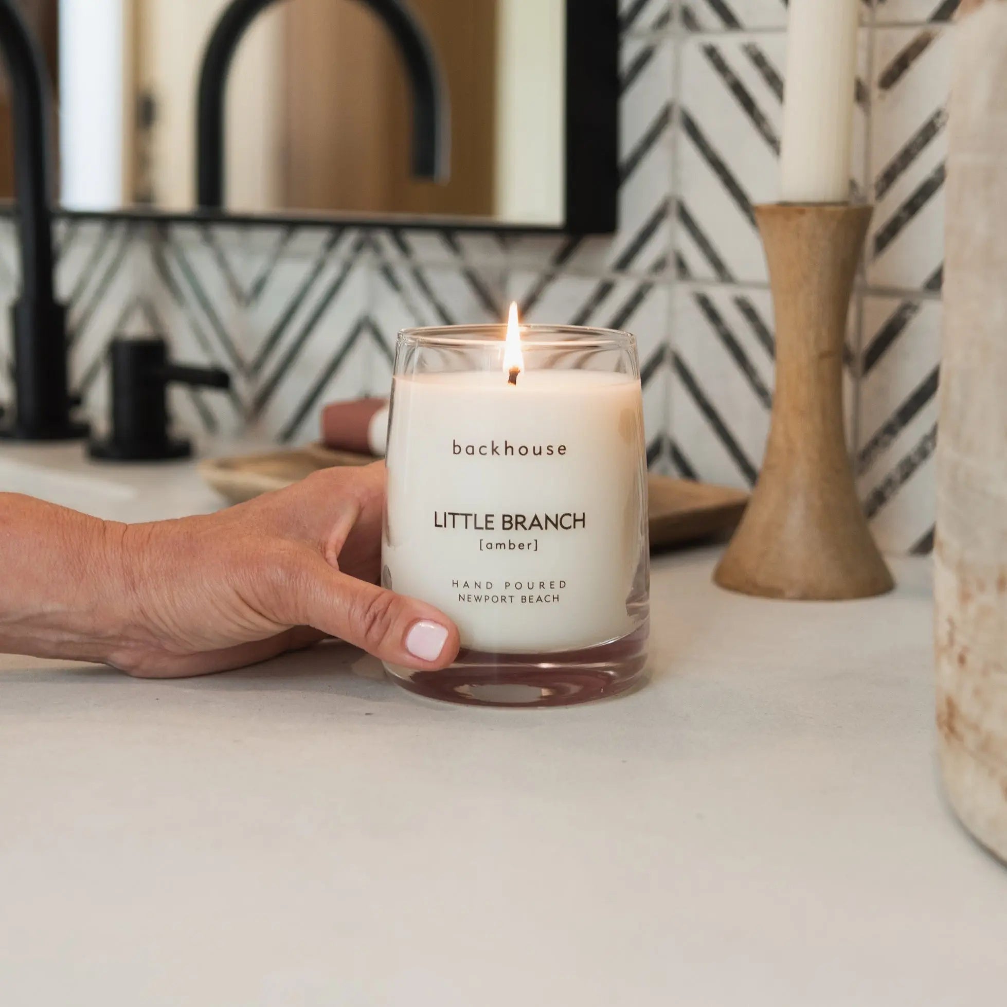 little branch amber tobacco luxury candle hand-poured backhouse fragrances