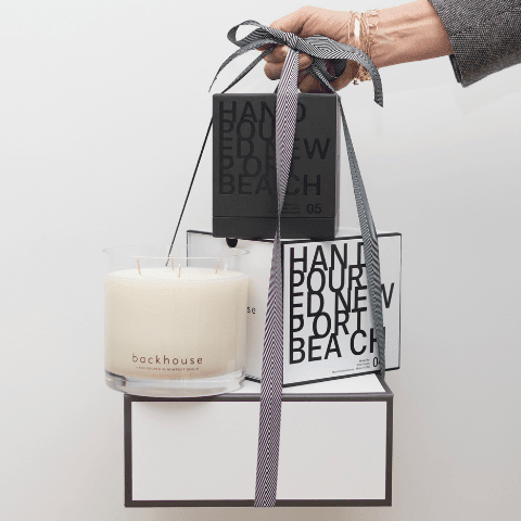 the big bh luxury 4-wick lido sandalwood candle gift box hand-poured Newport Beach backhouse fragrances