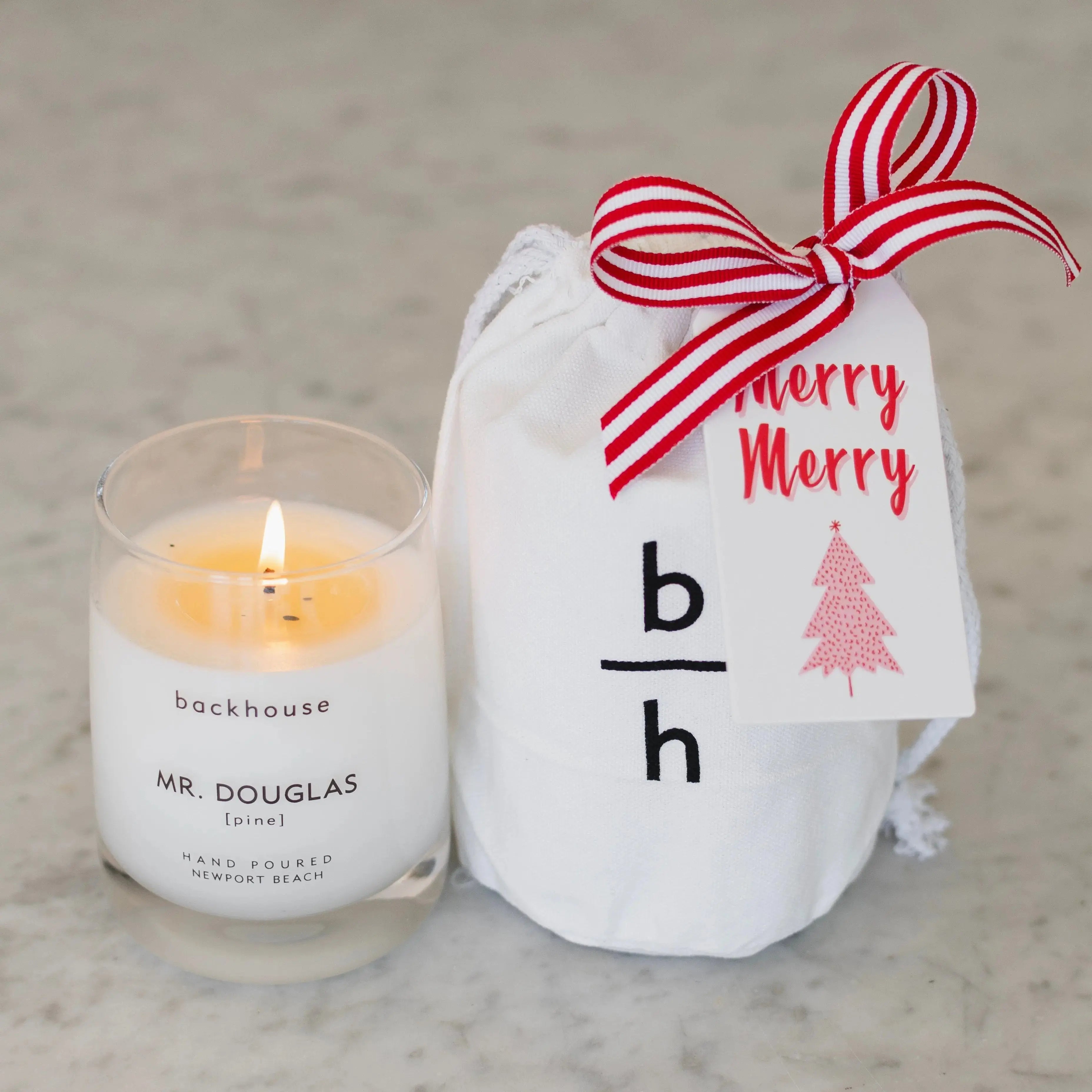 HOLIDAY GIFT SET [HURRICANE CANDLE + CANVAS GIFT BAG] backhouse fragrances
