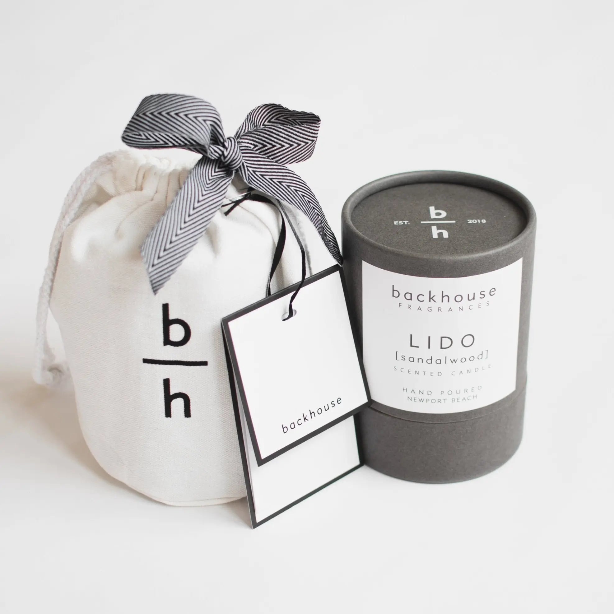 HURRICANE CANDLE + CANVAS GIFT BAG backhouse fragrances