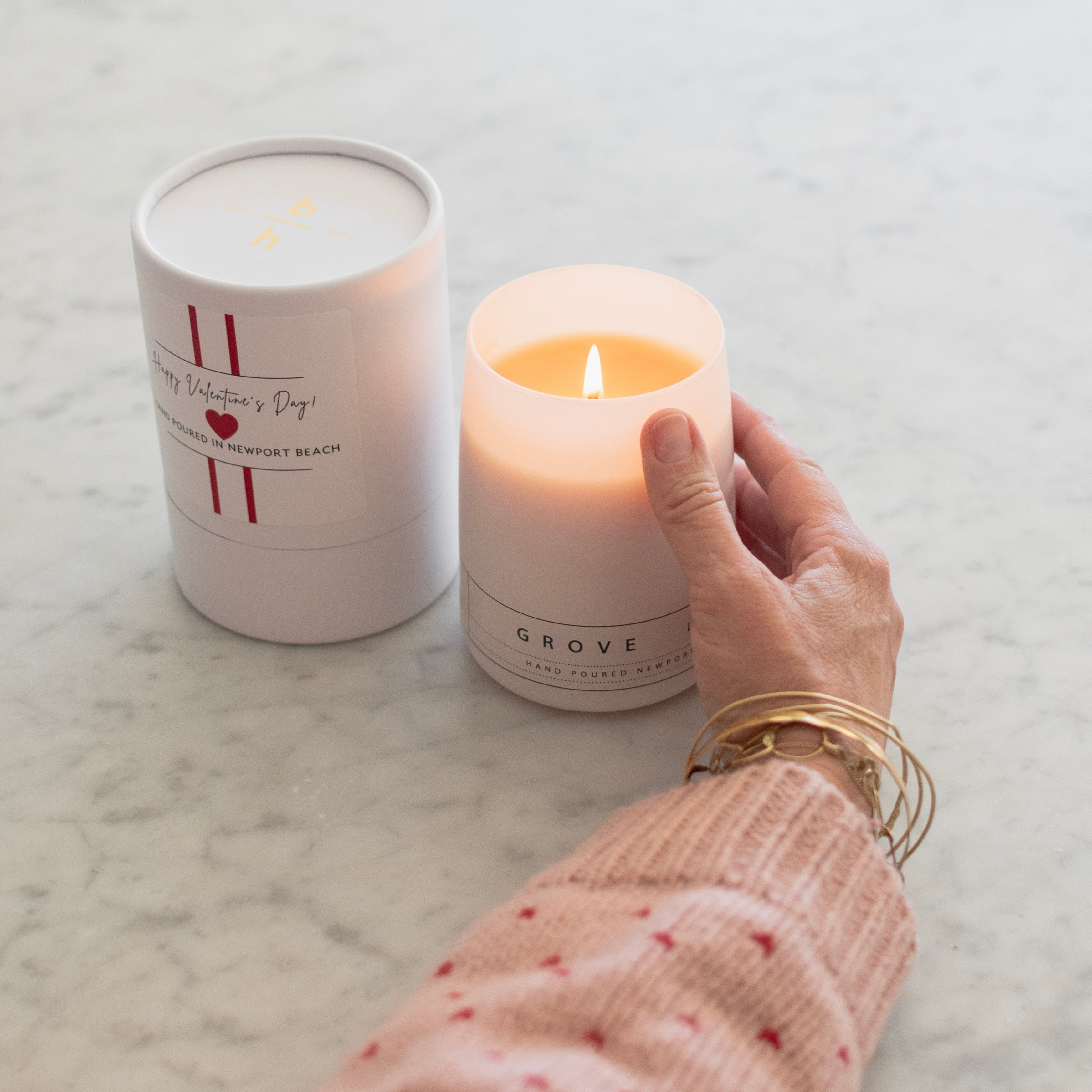 Valentine Box with Lit Candle