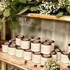 custom mini candles displayed at baby shower event backhouse fragrances Newport Beach