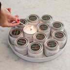 custom corporate mini candles with branded logo lids bulk order hand-poured Newport Beach backhouse fragrances