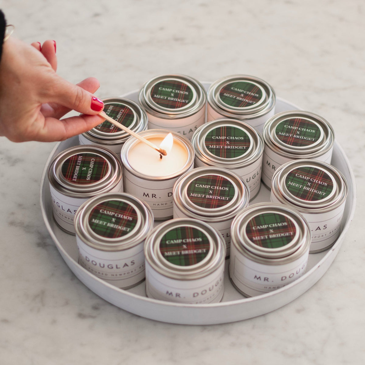 custom corporate mini candles with branded logo lids bulk order hand-poured Newport Beach backhouse fragrances