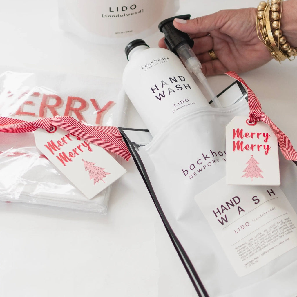HAND WASH + MERRY DISH TOWEL GIFT SET backhouse fragrances