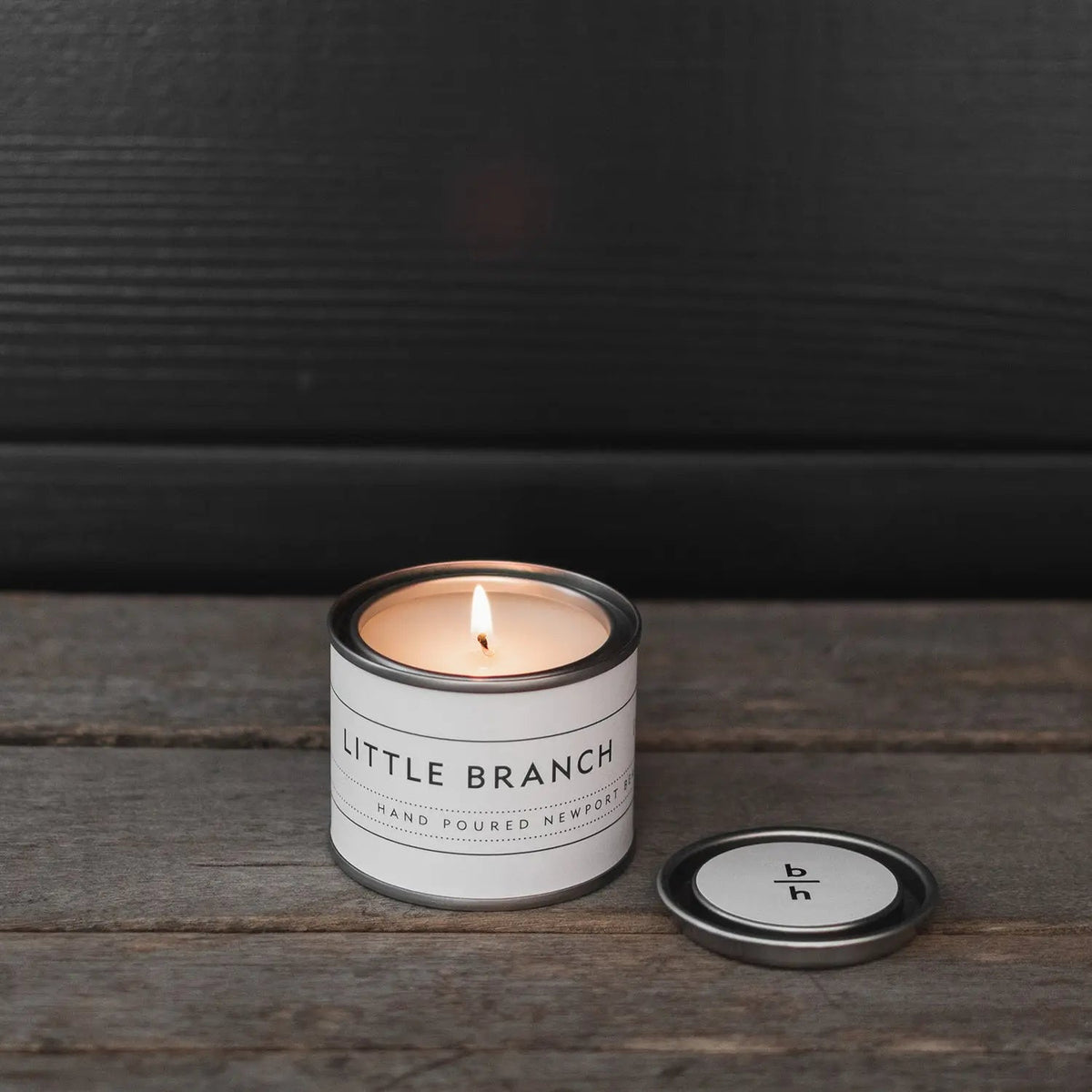 mini little branch amber tobacco scented candle tin backhouse fragrances Newport Beach