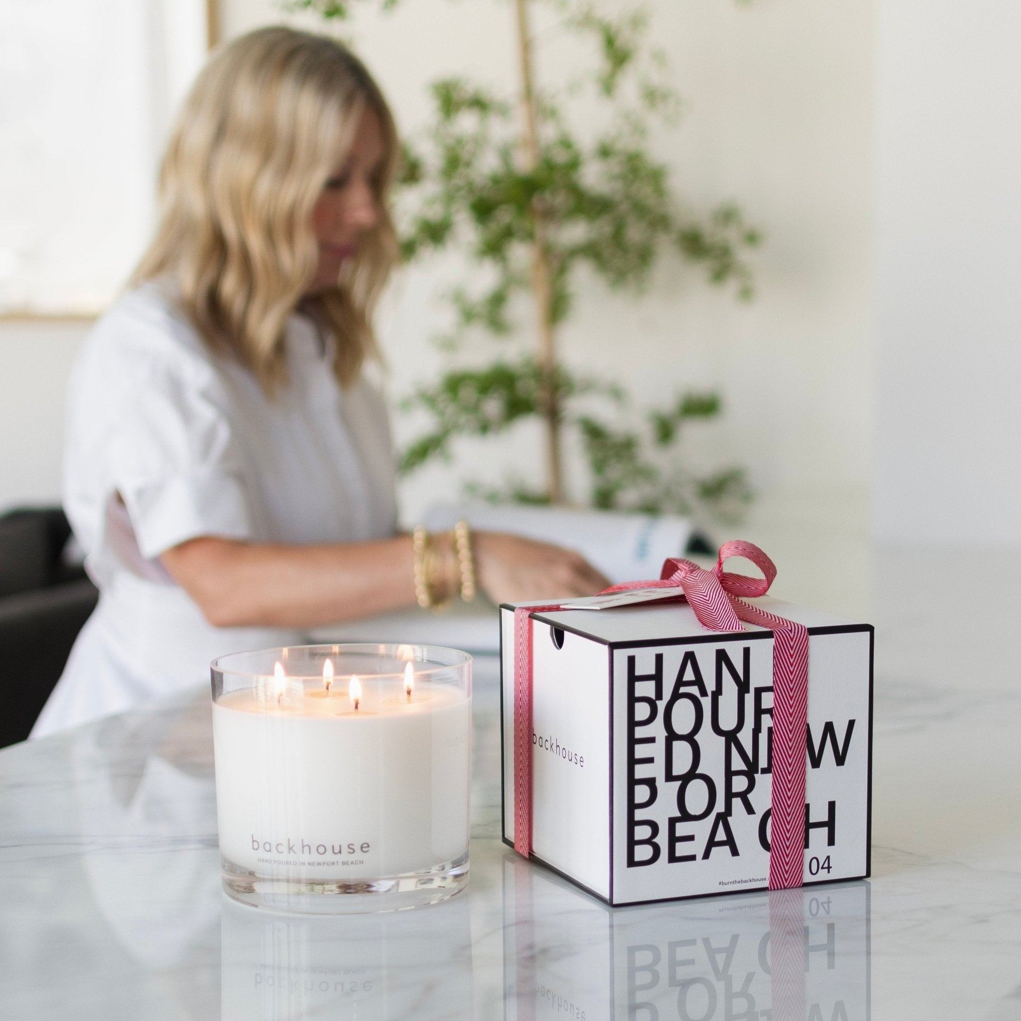 mr. douglas pine cedar 4-wick luxury candle and packaging backhouse fragrances Newport Beach