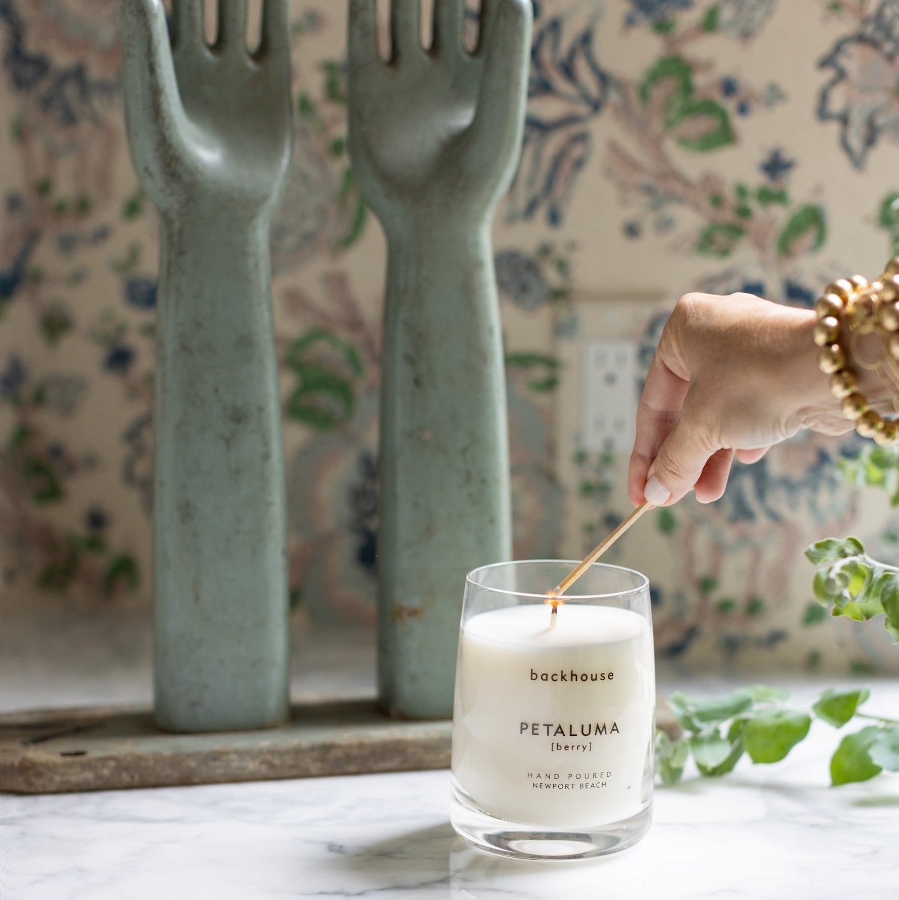 petaluma berry rose luxury scented candle styled in elevated home interior backhouse fragrances Newport Beach
