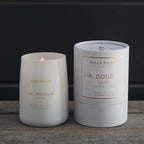 white and gold mr. douglas pine cedar candle top view backhouse fragrances