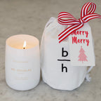 white and gold mr. douglas pine cedar candle and canvas gift bag backhouse fragrances Newport Beach