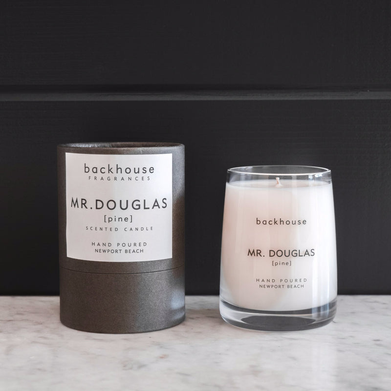 Scented Candles | pine | modern glass jar | backhouse fragrances | holiday candle | modern and simple packaging 