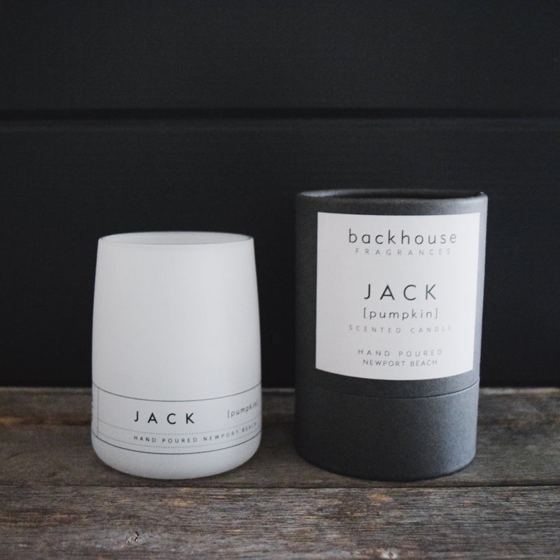 Modern Scented Candle Pumpkin | White Glass Jar with Modern Packaging | backhouse fragrances