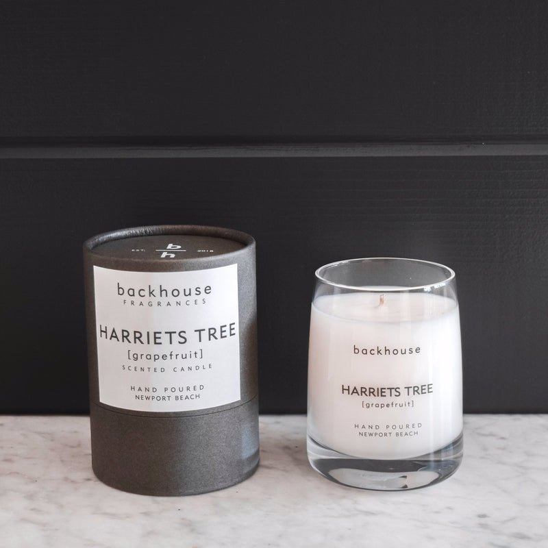 Hand Poured Grapefruit Scented Candle Harriets Tree with modern packaging